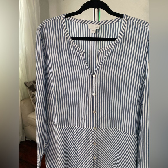 J. Jill Women's Tunic Top White & Blue Stripe Button Up Shirt Blouse SZ XL (B-6) - Picture 4 of 11
